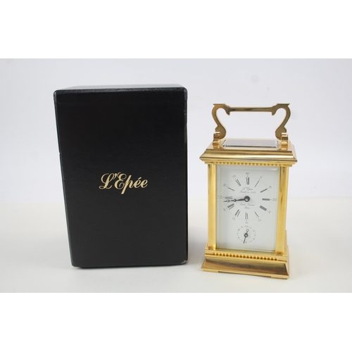 432 - L'Epee Brass Carriage Alarm Clock