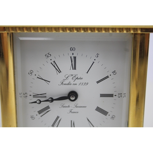 432 - L'Epee Brass Carriage Alarm Clock