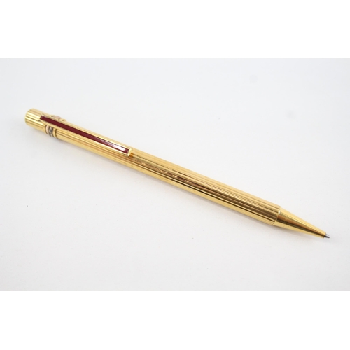 434 - Vintage Must De CARTIER Gold Plated Cased Ballpoint Pen / Biro w/ Enamel Clip