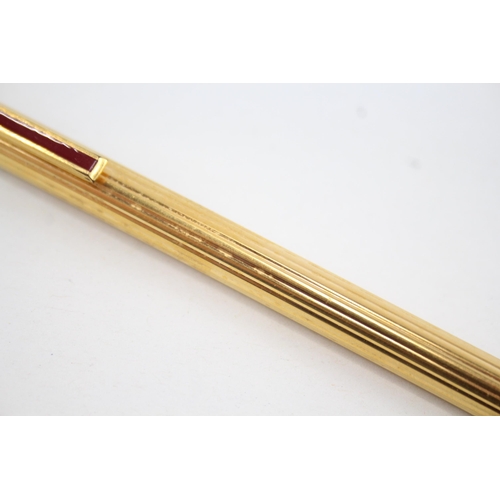 434 - Vintage Must De CARTIER Gold Plated Cased Ballpoint Pen / Biro w/ Enamel Clip