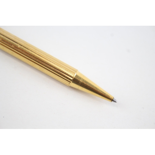 434 - Vintage Must De CARTIER Gold Plated Cased Ballpoint Pen / Biro w/ Enamel Clip