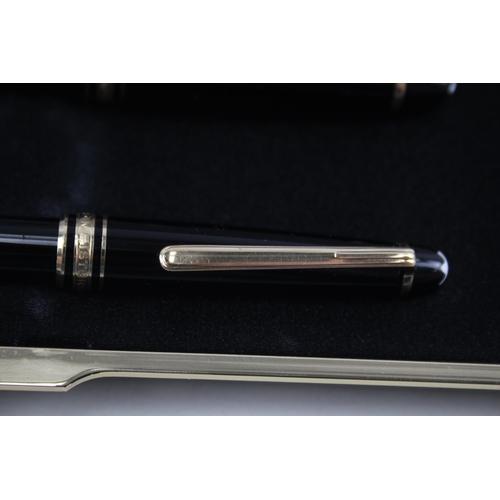 438 - MONTBLANC Meisterstuck Black Fountain Pen w/ 14ct White Gold Nib, Rollerball Etc