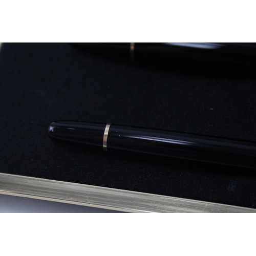 438 - MONTBLANC Meisterstuck Black Fountain Pen w/ 14ct White Gold Nib, Rollerball Etc