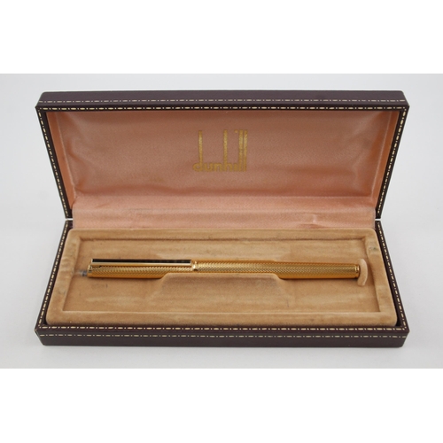 447 - Vintage Alfred DUNHILL Gold Plated Fountain Pen w/ 14ct Gold Nib WRITING Boxed