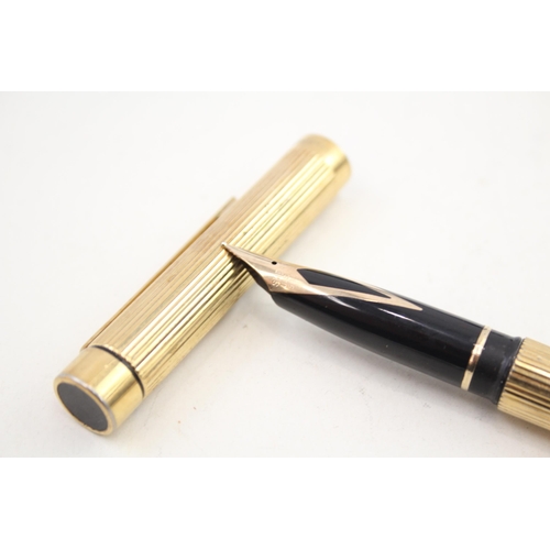 448 - Vintage Sheaffer Targa Gold Plated Fountain Pen w/ 14ct Gold Nib WRITING