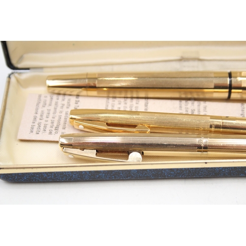 450 - Vintage Sheaffer Imperial Gold Plated Fountain Pen w/ 14ct Nib, Ballpoint Etc