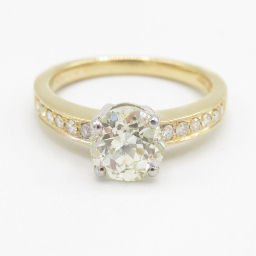 1 - 18ct Gold Diamond Solitaire Ring - hallmarked 18ct - makers mark MNP -  1.78ct untreated old cut dia... 