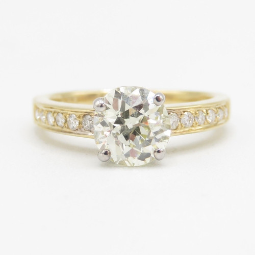 1 - 18ct Gold Diamond Solitaire Ring - hallmarked 18ct - makers mark MNP -  1.78ct untreated old cut dia... 