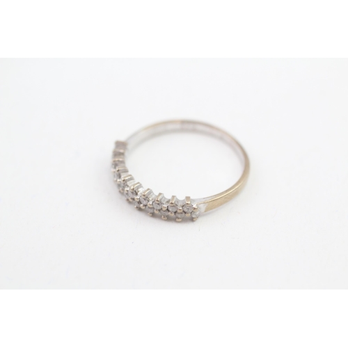 120 - 9ct white gold offset two row diamond half hoop eternity ring (1.3g) Size  L 1/2