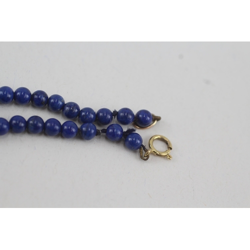 22 - 9ct gold lapis & pearl bracelet (4.8g)