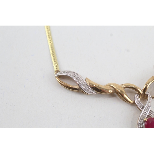 23 - 9ct gold ruby & diamond static pendant necklace (5.2g)