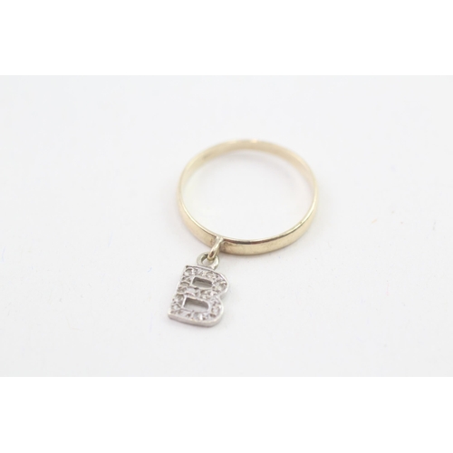 3 - 9ct gold diamond initial 'B' ring (1.2g) Size  K 1/2