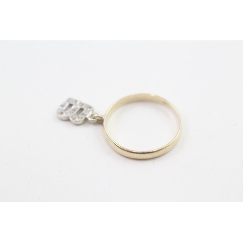 3 - 9ct gold diamond initial 'B' ring (1.2g) Size  K 1/2