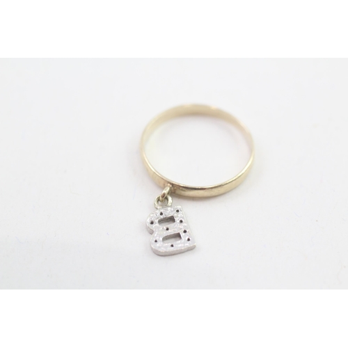 3 - 9ct gold diamond initial 'B' ring (1.2g) Size  K 1/2