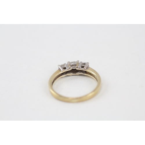 36 - 9ct gold illusion set diamond trilogy ring (2.1g) Size  J