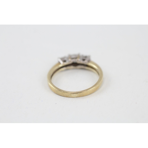 36 - 9ct gold illusion set diamond trilogy ring (2.1g) Size  J