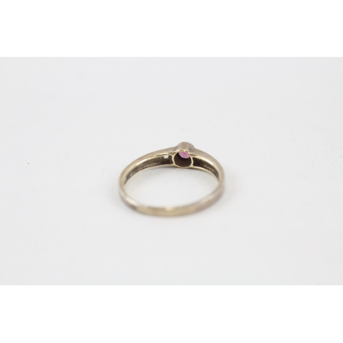 37 - 9ct gold diamond and ruby set stacking dress ring (1.3g) Size  K 1/2