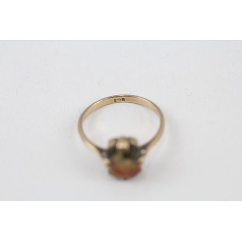 38 - 9ct gold vintage moss agate set dress ring (1.8g) Size  M