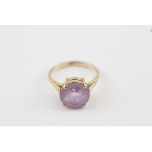 41 - 9ct rose gold vintage amethyst set cocktail ring (2.7g) Size  L 1/2