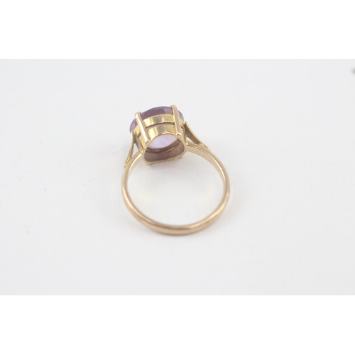 41 - 9ct rose gold vintage amethyst set cocktail ring (2.7g) Size  L 1/2