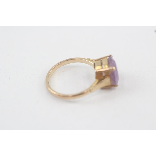 41 - 9ct rose gold vintage amethyst set cocktail ring (2.7g) Size  L 1/2