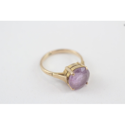 41 - 9ct rose gold vintage amethyst set cocktail ring (2.7g) Size  L 1/2