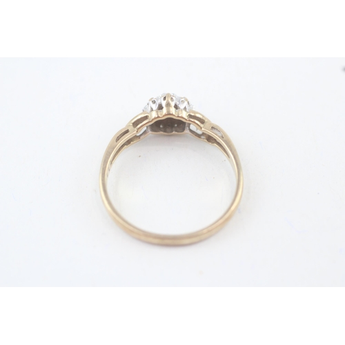 51 - 9ct gold diamond set wishbone and cluster ring (2.3g) Size  O