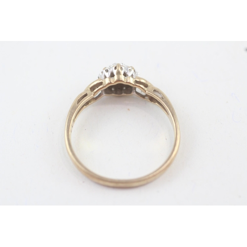 51 - 9ct gold diamond set wishbone and cluster ring (2.3g) Size  O