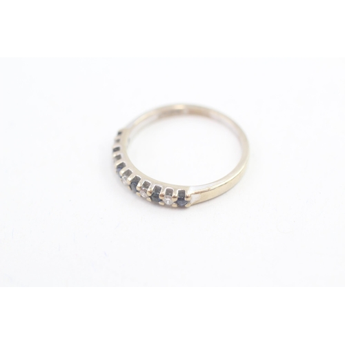 72 - 9ct gold diamond and sapphire set half hoop eternity ring (1.7g) Size  N