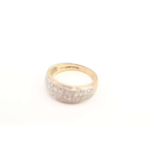 74 - 9ct gold pave set diamond band ring (3.2g) Size  L 1/2