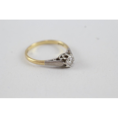 88 - 18ct gold & platinum diamond solitaire ring (2.1g) Size  K 1/2