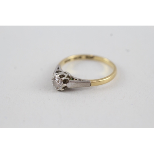 88 - 18ct gold & platinum diamond solitaire ring (2.1g) Size  K 1/2