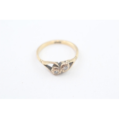 92 - 18ct gold diamond toi et moi ring (1.3g) Size  L