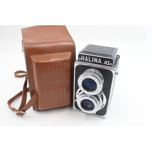 435 - Halina AI Twin Lens Camera Working w/ Original Leather Case