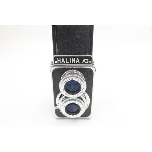 435 - Halina AI Twin Lens Camera Working w/ Original Leather Case