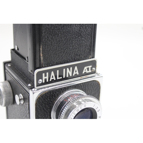 435 - Halina AI Twin Lens Camera Working w/ Original Leather Case