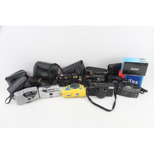 439 - Assorted Compact Film Point & Shoot Cameras Inc Canon Sureshot 85 Zoom Etc x 10