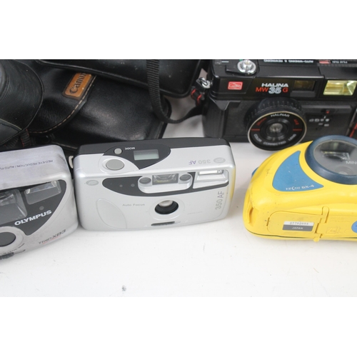 439 - Assorted Compact Film Point & Shoot Cameras Inc Canon Sureshot 85 Zoom Etc x 10