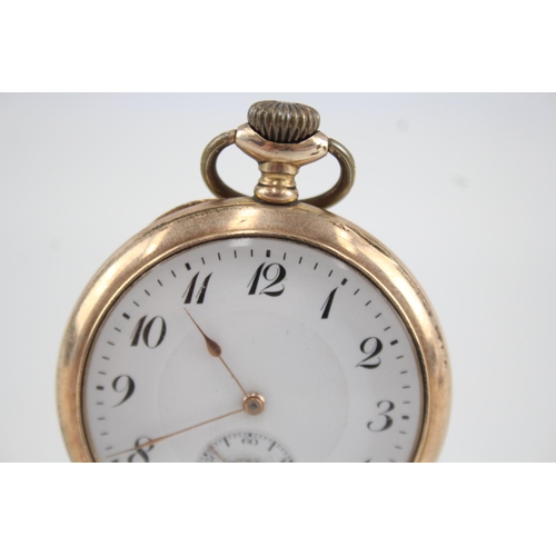 466 - Men's Rolled Gold Open Face Pocket Watch Hand-Wind WATCH RUNS