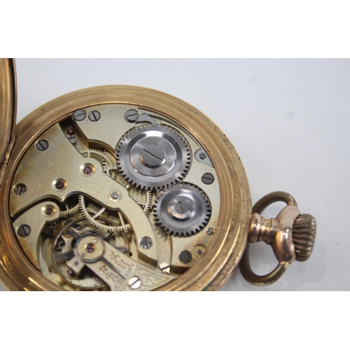 466 - Men's Rolled Gold Open Face Pocket Watch Hand-Wind WATCH RUNS