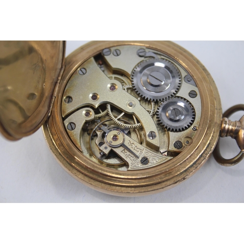 466 - Men's Rolled Gold Open Face Pocket Watch Hand-Wind WATCH RUNS