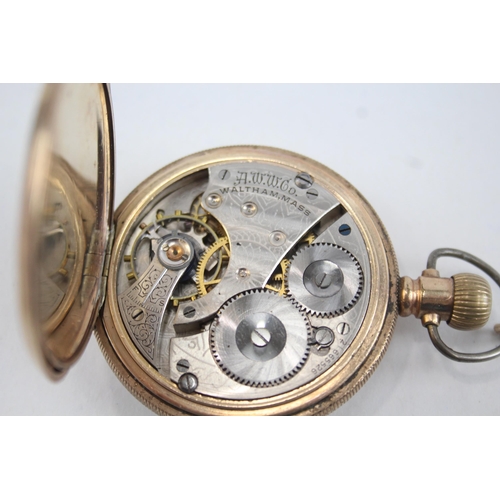 471 - Men's Waltham Rolled Gold Full Hunter Pocket Watch Hand-Wind WATCH RUNS