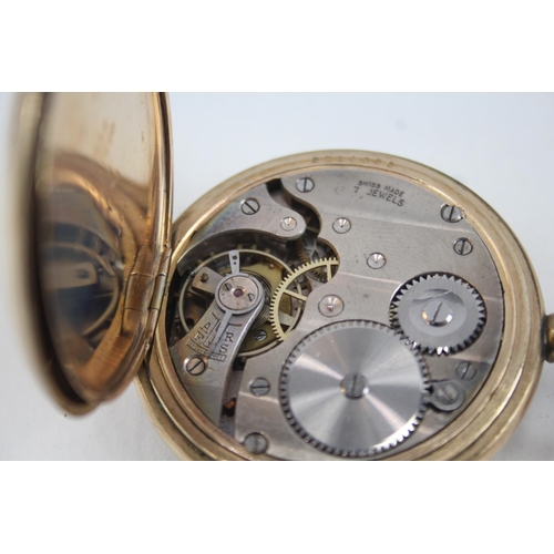 472 - Men's Rolled Gold Half Hunter Pocket Watch Hand-Wind WATCH RUNS