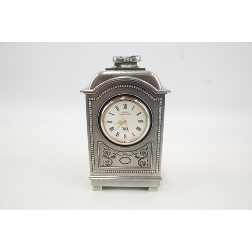 474 - Royal Selangor Pewter Quartz Mantle Clock WATCH RUNS