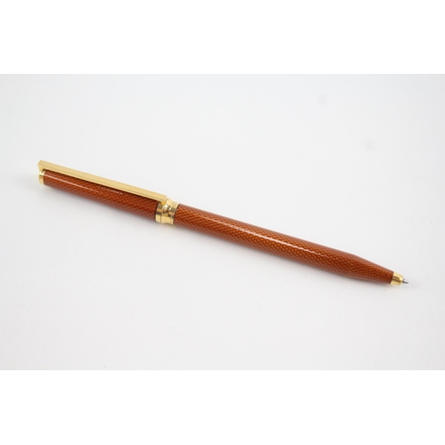 477 - Vintage S.T DUPONT Orange Lacquer & Gold Plate Ballpoint Pen / Biro WRITING