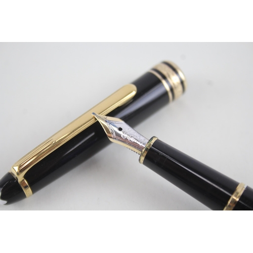 479 - MONTBLANC Meisterstuck Black Fountain Pen w/ 14ct White Gold Nib WRITING