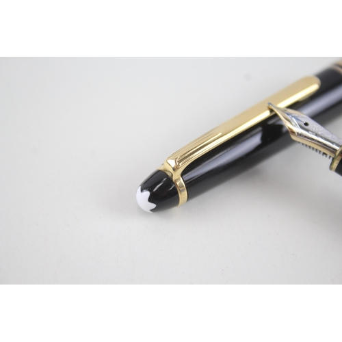 479 - MONTBLANC Meisterstuck Black Fountain Pen w/ 14ct White Gold Nib WRITING