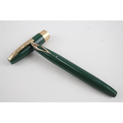 485 - Vintage Sheaffer PFM Pen For Men Green Fountain Pen w/ 14ct Gold Nib WRITING