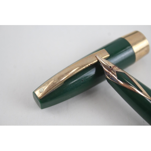 485 - Vintage Sheaffer PFM Pen For Men Green Fountain Pen w/ 14ct Gold Nib WRITING