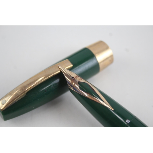 485 - Vintage Sheaffer PFM Pen For Men Green Fountain Pen w/ 14ct Gold Nib WRITING